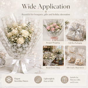 Papel de Regalo Elegante con Diseño de Copos de Nieve, Patrón Floral Personalizado, Impresión en Tinta, Película OPP Impermeable - Product Image 5