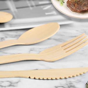 ชุดช้อนส้อมไม้ไผ่ย่อยสลายได้ ทนความร้อน ห่ออย่างดี สำหรับงานเลี้ยง เค้ก ขนมปัง สลัด - Product Image 6