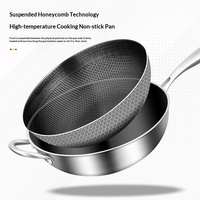 Wok en acier inoxydable 410 antiadhésif épaissi avec revêtement en pierre Maifan, couvercle en verre, compatible tous feux, vente directe usine
