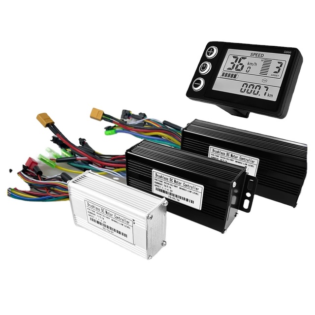 Ebike Sinawave Controller 36V/48V 17A 26A 30A with 36V/48V LCD DIsplay S866 for 250W-1000W Wheel Hub Motor Conversion Parts