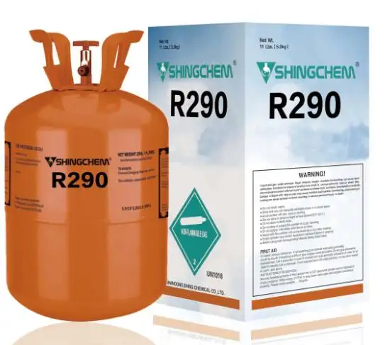 Soğutucu gaz R290 tek kullanımlık silindir 5kg 99.9% saflıkta ve yüksek kaliteli SHINGCHEM doğrudan tedarik soğutma sistemi
