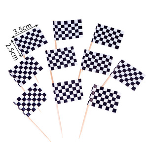 Checkered Racing Flag Cake Toppers Paper Rectangle Birthday Party Decorations Reusable - Product Image 4