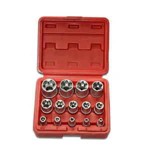 14Pcs E Torx Star Female Bit Socket Set Hand Tool Kit 1/2'' 3/8'' 1/4'' Drive E4 - E24 Driver Socket Set Repair Tool