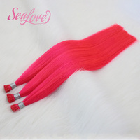 Extensions de cheveux naturels vierges I-Tip, 100 % cuticules intactes, pré-collées, double épaisseur, couleur rose, personnalisables