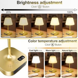 Dimmable LED Display Bath Lamp, IP55 Waterproof Shower Table Lamp,Wireless Rechargeable Battery <b>Light</b> for Camping,Bathroom - Product Image 3