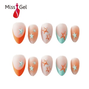 Ongles à presser pour l'été et la plage, en <span class=keywords><strong>gel</strong></span> souple brillant forme amande, pour femme, Kuku Palsu, ongles artificiels en <span class=keywords><strong>gel</strong></span> souple - Product Image 1