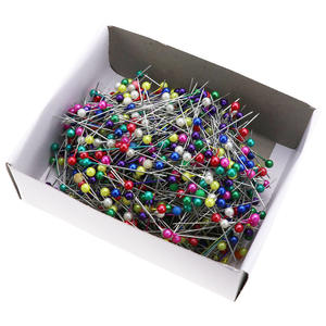 도매 800pcs 38mm 바느질 바늘 멀티 컬러 진주 머리 핀 흰 종이 상자 다채로운 구슬 바늘 - Product Image 6