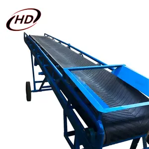 Electric 600mm Width Adjust Height 50kg Rice Bag Rubber Mobile Belt Conveyor For Warehouse