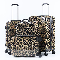 Ensemble de valises à roulettes de voyage personnalisées 14\" 20\" 24\" 28\" Luxe Imprimé léopard graphique PC Oxford Polyester