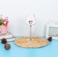 Verres à vin en forme de cœur rose romantique soufflés à la main verres à champagne transparents en borosilicate