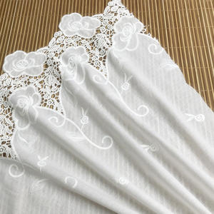 Винтажная кружевная ткань шириной 140 см цвета слоновой кости <span class=keywords><strong>100</strong></span>% хлопчатобумажная вышитая кружевная ткань для скатерти - Product Image 2