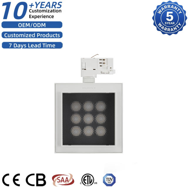 New square Rotatable 355deg 15W CRI 90Ra Clothes Shop Retail Shop Commercial Lighting LED Track Light - High Quality