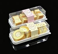 Boîte à gâteau roulé en PET transparent anti-buée de qualité alimentaire, conteneur à pâtisserie jetable en plastique avec base blanche pour gâteau roulé au lait