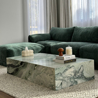 Table basse moderne en marbre vert de luxe Table de travail contemporaine pour salon pour comptoirs dessus de vanité et dessus de Table
