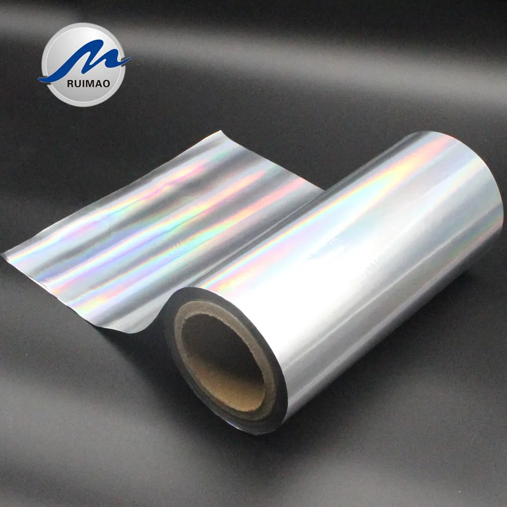 Stampabile metalizzato ologramma laminazione ologramma olografico adesivo arcobaleno rotolo di pellicola per Stand Up Pouch