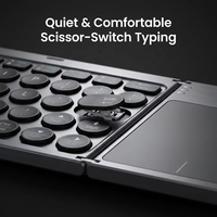 Teclado BT Plegable con Panel Táctil de Precisión, Ultra Delgado, Inalámbrico, con Interruptor de Tijera, Funda con Soporte para iPad, Tablet y Teléfono