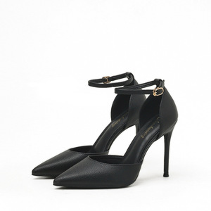 Sandalias de tacón alto estilo coreano minimalista con punta cerrada y tira única, de tacón de aguja y punta afilada, novedad de verano 2025 para mujer - Product Image 2