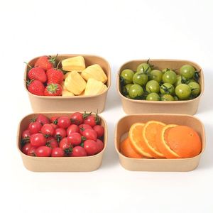 Bol alimentaire en papier kraft à deux compartiments, imprimé sur mesure, écologique, jetable, compatible micro-ondes, avec couvercle en papier/PET pour le camping - Product Image 2