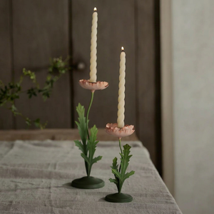 Candelabro de Hierro Hecho a Mano con Forma de Tulipán, Tallo Verde, Flor Rosa, para Decoración de Mesa de Comedor en Navidad - Product Image 1
