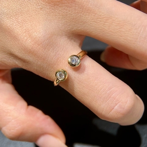 Anillo Abierto Minimalista con Diamante Cultivado en Laboratorio Aazuo, Oro Amarillo Sólido de 18K, Regalo para Mujer, Uso Diario, Joyería Fina Clásica - Product Image 4