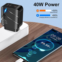 Cargador de Teléfono Móvil Eléctrico USB PD Tipo-C QC3.0 de 40W con Protección OTP/OVP, Enchufe EU/US, Cable Retráctil y Diseño Plegable