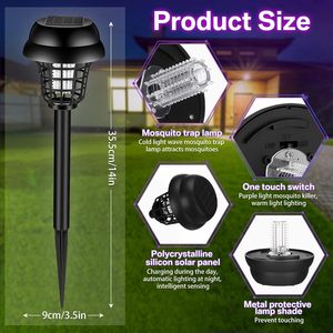 Lámpara Antimosquitos Solar para Exteriores con Estaca para el Suelo, Eliminador de Insectos UV - Product Image 1