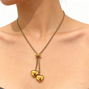 Collar con Colgante en Forma de Corazón Personalizado al por Mayor, Chapado en Oro de 18K, Acero Inoxidable Antideslustre, para Hombre/Mujer, Regalo - Product Image 1