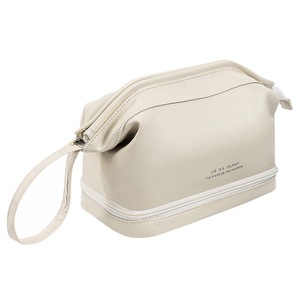 กระเป๋าเครื่องสำอางความจุขนาดใหญ่หนัง PU ด้ามจับนุ่มสำหรับจัดเก็บของใช้ในบ้านเดินทางแต่งหน้าอุปกรณ์อาบน้ำจัดระเบียบ - Product Image 2