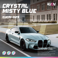 Film de protection de peinture (PPF) en TPU coloré, bleu cristal brumeux, rouleau 1,52x17m, auto-réparant, anti-rayures, pour changement de couleur de carrosserie automobile