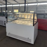 Commerciële ijsvitrine gelato-vriezer showcase 10 12 14 bakken schuine glazen LED verlichting voor winkelbalie