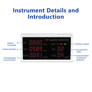 5-em-1 CO <span class=keywords><strong>CO2</strong></span> HCHO TVOC AQI Qualidade do Ar <span class=keywords><strong>Monitor</strong></span> Interior Detector <span class=keywords><strong>CO2</strong></span> <span class=keywords><strong>Monitor</strong></span> de <span class=keywords><strong>CO2</strong></span> Calibração Manual Precisa - Product Image 6