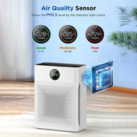 Purificateurs d'air pour la maison Grande pièce jusqu'à 2200sq. Purificateur d'air pour animaux de compagnie avec filtre lavable PM 2.5 Display Air Cleaner Bedroom