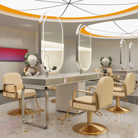 Hong-gang — miroir rond pour barbier, miroir avec table, support avec casier, lumière LED