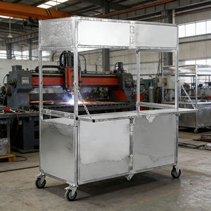 Carrito de Comida Plegable de Acero Inoxidable con 4 Ruedas para Venta Ambulante de Hot Dogs, Helados, Dulces y Café - Product Image 4