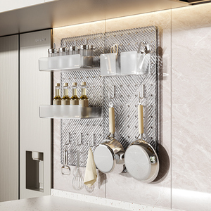 Organisateur mural Pegboard sans perçage, kit <span class=keywords><strong>de</strong></span> rangement modulaire adhésif DIY avec crochets et étagères pour la <span class=keywords><strong>cuisine</strong></span>, la salle <span class=keywords><strong>de</strong></span> bain, la maison - Product Image 3