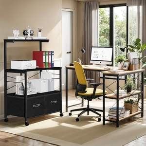 대형 프린터 스탠드 이동식 파일 캐비닛 <span class=keywords><strong>3</strong></span>단 선반 2서랍 파일 캐비닛 파일 정리용 - Product Image 2