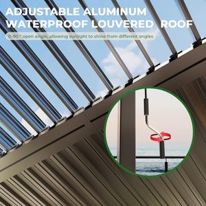 Pérgola de Aluminio con Techo de Láminas Ajustables e Impermeables, Gazebo para Exteriores - Product Image 4