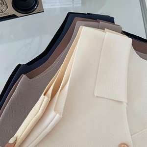 Gilet pour femme, été, décontracté, écologique, à simple boutonnage, style rétro français, sans manches, en soie glacée, tricot de base - Product Image 4