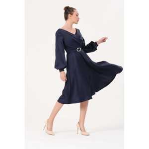 Elegante Vestido de Noche de Satén con Cuello en V y Corte en A, con Cintura Ajustable con Lazo, Ajuste Natural, Color Polvo, para Ocasiones Formales - Product Image 2