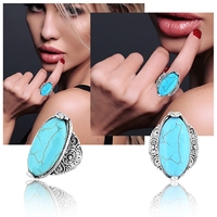 Bague Vintage bohème en alliage d'argent pour femme, anneau de pierres précieuses ovales, anneau de fête, nœud de Joint, Vintage, bohème, offre spéciale