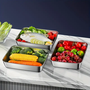 Recipientes de Acero Inoxidable para Alimentos Frescos para Cocina con Tapa Contenedor Lonchera Recipientes de Almacenamiento - Product Image 5