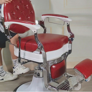 Silla de Barbero Profesional con Altura Ajustable, Reposapiés y Reposacabezas, en Cuero PU Negro, Giratoria 360°, para Salón de Belleza, en Venta - Product Image 3