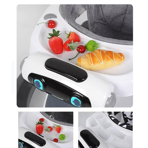 Marche-bébé musical tout-en-un pliable avec plateau amovible, hauteur réglable et jouets amusants à roulettes - Product Image 2