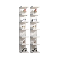 Étagère murale flottante personnalisée avec éclairage LED - Blanc - Étagère moderne avec télécommande - Fixation murale pour salon - Étagère murale à 7 niveaux