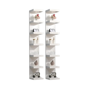 <span class=keywords><strong>Mensola</strong></span> a Muro Fluttuante Personalizzata con Luci LED - Unità di Scaffalatura Moderna Bianca con Telecomando - Montaggio a Parete per <span class=keywords><strong>Soggiorno</strong></span>, <span class=keywords><strong>Mensola</strong></span> a 7 Livelli - Product Image 1