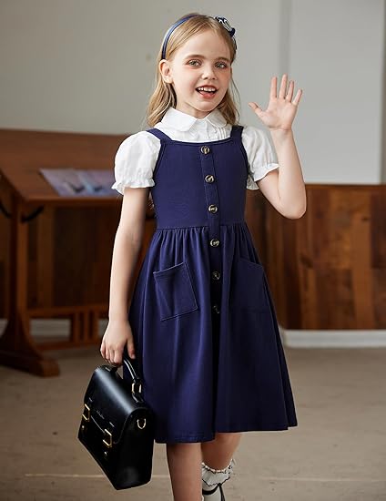 chinese dress ladies Valentina Bebes Girls Navy Velvet Pinafore Dress Set KAX199