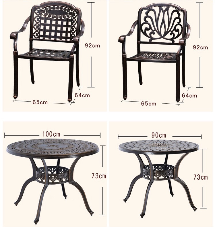 round outdoor dinning cast aluminum restaurant table and chairs set for restaurant and bars outdoor