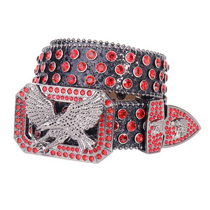 Nuevo Cinturón de Cuero PU Vintage con Pedrería y Hebilla de Placa de Águila, Estilo Retro Vaquero Occidental, Cinturón de Moda Urbana - Product Image 2
