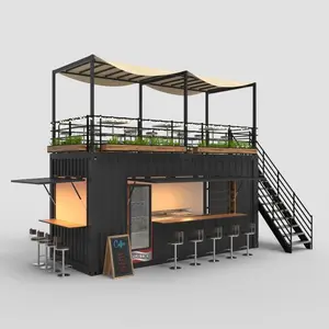 Custom design 20ft 40ft prefabricated house container cafe prefabricated coffee house including shipping