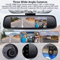 Nouveau 2019 2+32 Go 3 canaux Enregistreur vidéo embarqué ADAS 4G Android Rétroviseur FHD 1080P avec support spécial Caméra de tableau de bord pour taxi